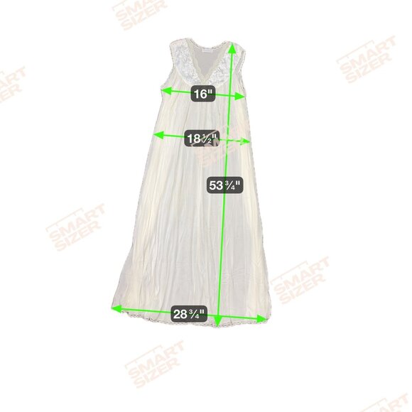 VTG Miss Elaine Small Ivory Nylon Lace Trimmed Sleeveless Nightgown Made In USA - Picture 6 of 6